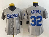 Women's Los Angeles Dodgers #32 Sandy Koufax Grey Cool Base Stitched Jersey,baseball caps,new era cap wholesale,wholesale hats